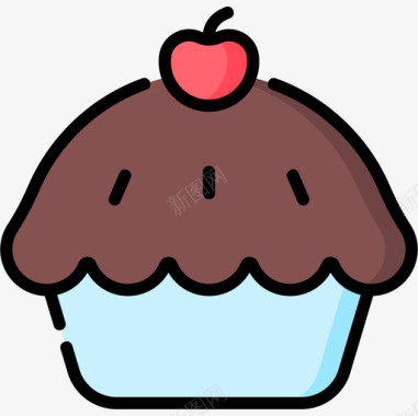 杯形蛋糕甜点和糖果8线性颜色图标图标