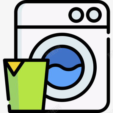 洗衣机晨间常规34线性颜色图标图标