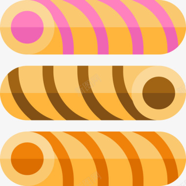 威化饼干甜点和糖果5个平的图标图标