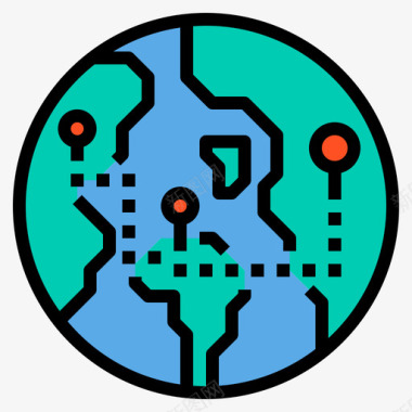 地球仪导航35线性颜色图标图标