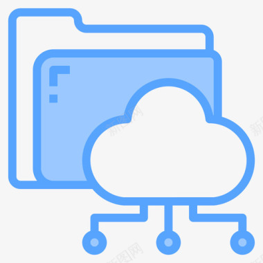 云存储文件夹和文档7蓝色图标图标