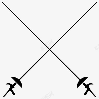 交叉的箔交叉的剑剑术图标图标