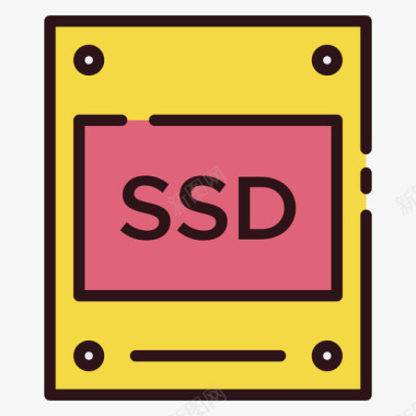 Ssd驱动器硬件44线性彩色图标图标