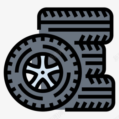 轮胎汽车服务64线性颜色图标图标