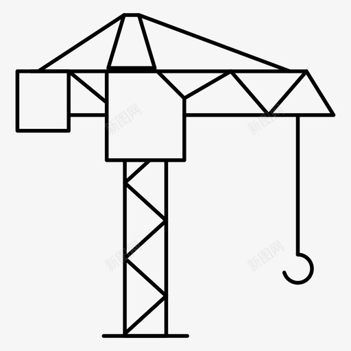 起重机建筑施工图标svg_新图网 https://ixintu.com 升降机 吊钩 图标 在建 建筑施工 细线 起重机