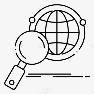 全球放大镜研究图标图标