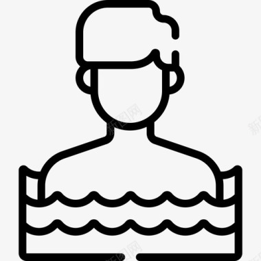 游泳运动员游泳池17直线型图标图标