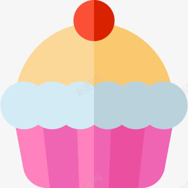 纸杯蛋糕甜点和糖果5个扁平图标图标