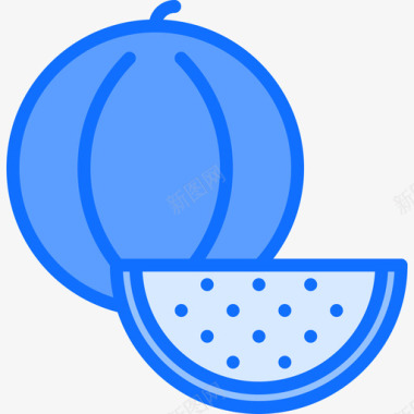 西瓜水果和蔬菜42蓝色图标图标