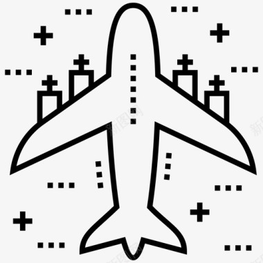 飞机航空旅行航空运输线图标包图标
