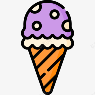 冰淇淋甜点和糖果8线性颜色图标图标