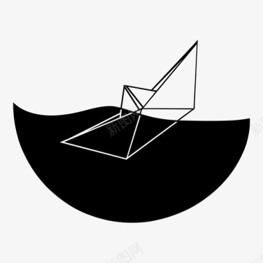 沉船纸船帆船图标图标