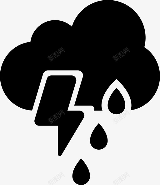 雷声云闪电图标svg_新图网 https://ixintu.com 媒体 标签 社交 闪电 雷云 雷声 雷雨