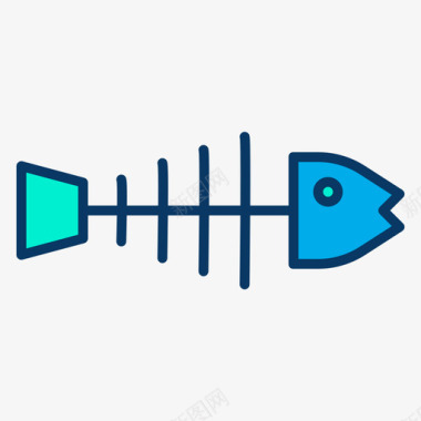 鱼骨狩猎6线形颜色图标图标