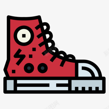 运动鞋朋克摇滚3线性颜色图标图标