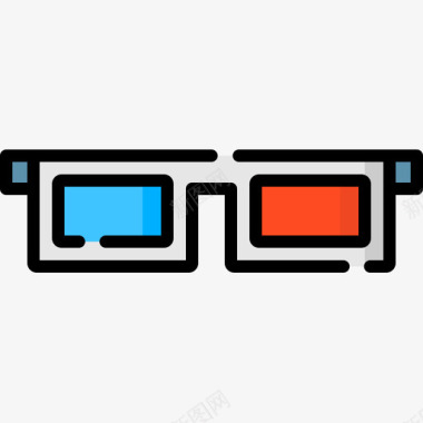 3d眼镜电视31线性彩色图标图标