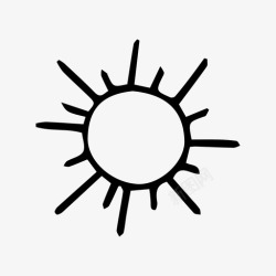 矢量黑太阳太阳涂鸦素描图标高清图片