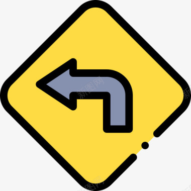 左转35号交通标志线形颜色图标图标