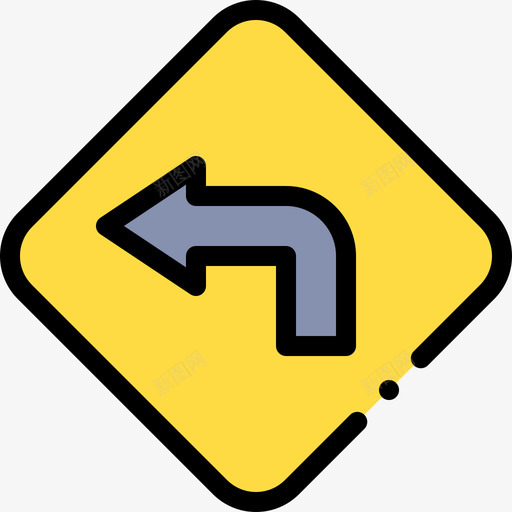 左转35号交通标志线形颜色图标svg_新图网 https://ixintu.com 交通标志 左转 线形 颜色