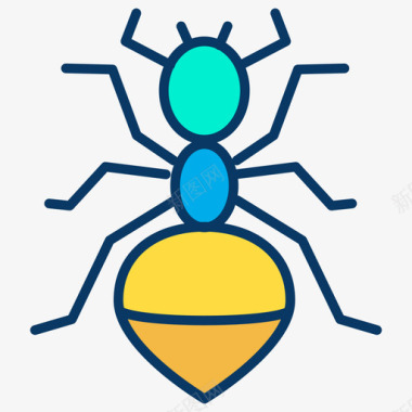 蚂蚁昆虫35线形颜色图标图标