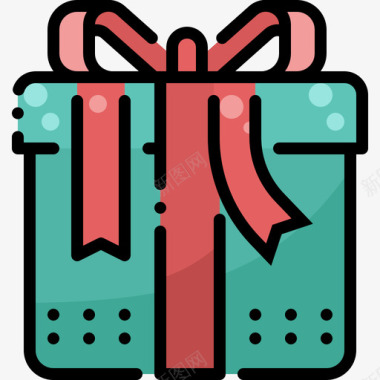 礼品盒圣诞装饰10线性颜色图标图标
