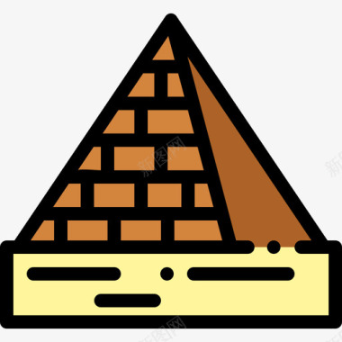 金字塔埃及36线形颜色图标图标