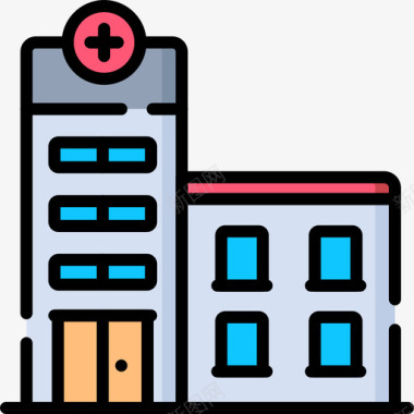 医院城市元素62线性颜色图标图标
