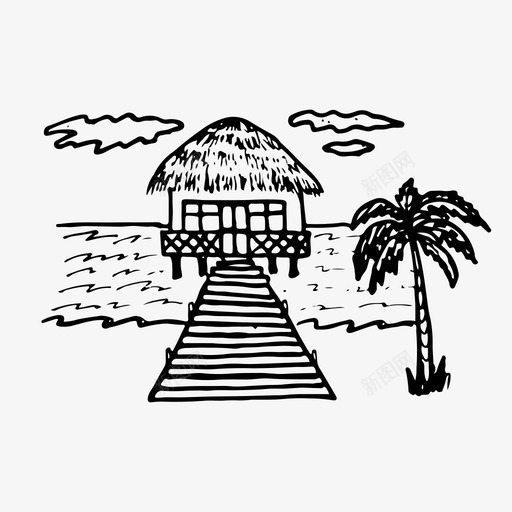 海滩马尔代夫海上图标svg_新图网 https://ixintu.com 手绘 旅游度假 海上 海滩 马尔代夫