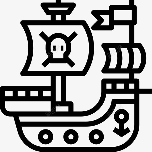 海盗船游戏元素16线性图标svg_新图网 https://ixintu.com 元素 海盗船 游戏 线性