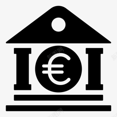 银行欧元交易欧洲银行图标图标