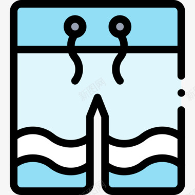 泳衣游泳池11线性颜色图标图标