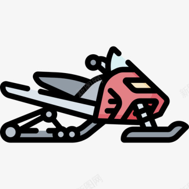 雪地摩托雪橇北极36线形颜色图标图标