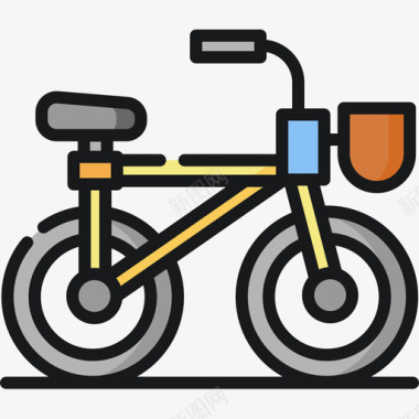 自行车嬉皮士30线性颜色图标图标