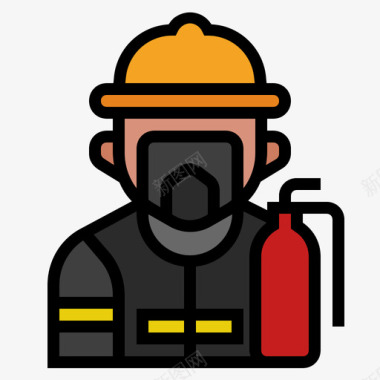 消防员工作和职业3线性颜色图标图标