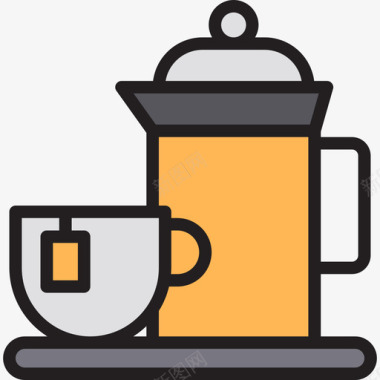 茶壶餐厅91线性颜色图标图标