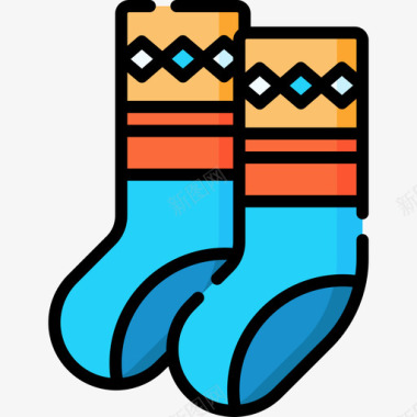 袜子冬季132线性颜色图标图标