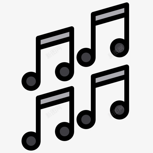 注意音乐应用程序2线性颜色图标svg_新图网 https://ixintu.com 应用程序 注意 线性 音乐 颜色