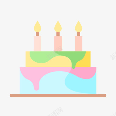 生日蛋糕婴儿淋浴29扁平图标图标