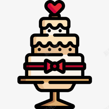 婚礼蛋糕208婚礼线性颜色图标图标
