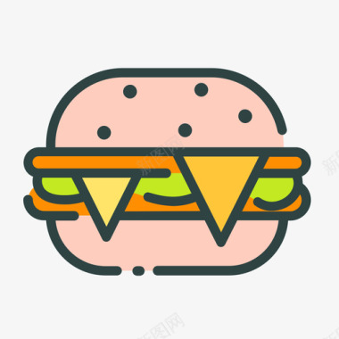 奶酪汉堡快餐85原色图标图标