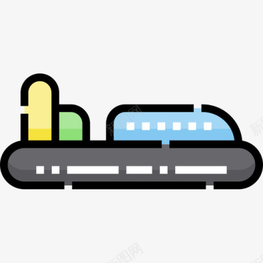 气垫船车辆运输5线性颜色图标图标