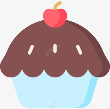 杯形蛋糕甜点和糖果10个平的图标图标