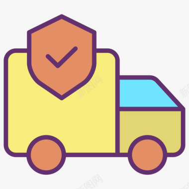送货卡车保险57线性颜色图标图标