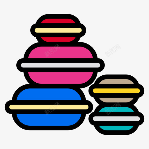 MacaronsBakery144线性颜色图标svg_新图网 https://ixintu.com Bakery Macarons 线性 颜色