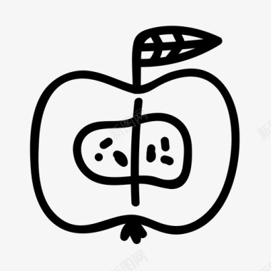 半个苹果拉制水果图标图标
