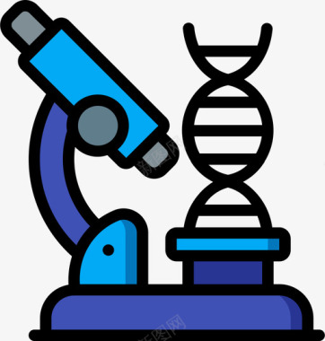 显微镜遗传学和生物工程5线颜色图标图标