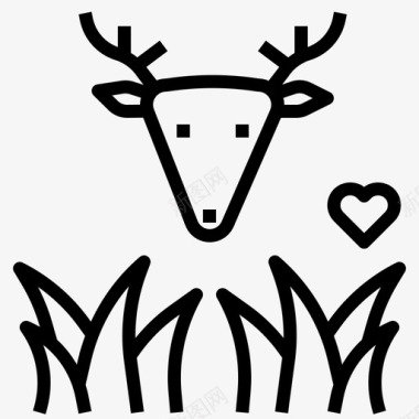 草食动物鹿草图标图标
