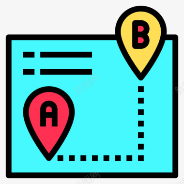 路线导航和地图27线性颜色图标图标