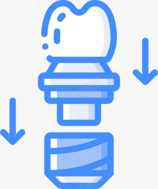 牙齿假肢蓝色图标图标
