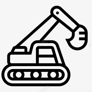 挖掘机反铲建筑图标图标